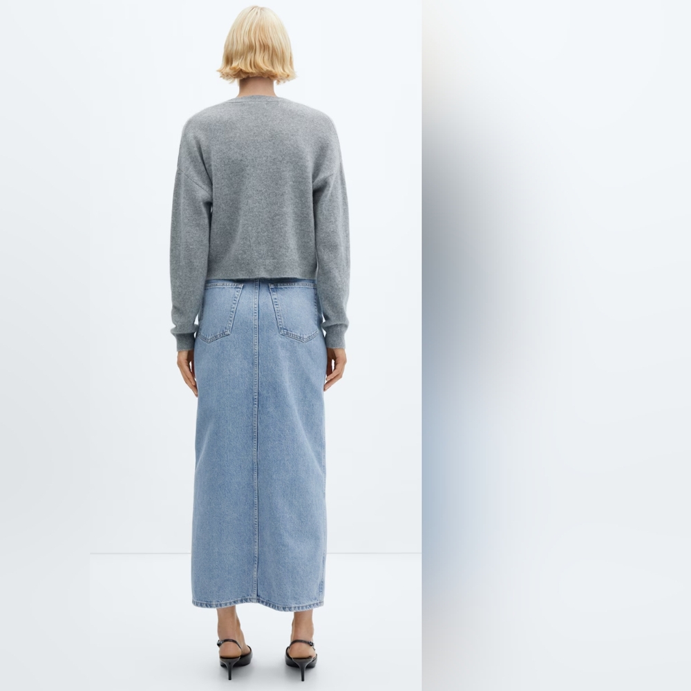 MANGO Light Blue Denim Maxi Skirt NWT! - Picture 6 of 8